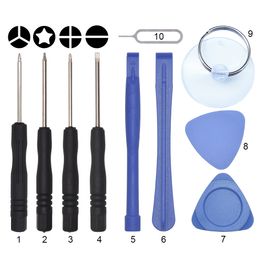 10 9 8 in 1 Mobile Phone Repair Tools Kit Spudger Pry Opening Tool Black Mini Screwdriver Set for iPhone X 8 7 6S 6 Plus 11 12 Pro XS Hand