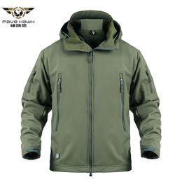 Shark Skin Military Tactical Jacket Men Softshell Waterpoof Camo Camouflage Windbreaker Army Hood Combat Jacket Male Winter Coat 201218