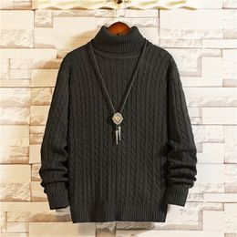 AKSR New Men Bottoming Sweater Solid Color Large Size High Neck Long Sleeve Hand Knitted Pullovers Soft comfortable Winter 201120