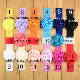 Newborn Baby Girls Elastic Lace Rose Flower Headbands Infant Kids Hair Bands Children Satin Headwear Hair Accessories Lace Headbands