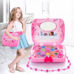 Children Pretend Makeup Game Toys Hair Dryer Lipstick Girl Play House Makeup Handbag Toy Simulation Drama Props Kids Gifts LJ201009