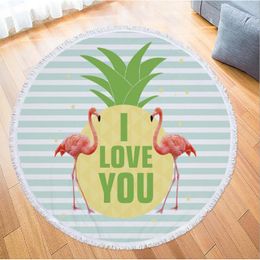 Printed Tropical Leaves Flower Beach Towel Round Flamingo Microfiber Beach Towel Large Blanket Picnic Yoga Mat Sunbath Bathtowel