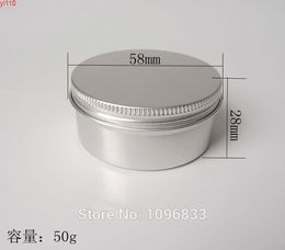 50g Aluminum Cosmetic Cream Jar, 50ml Empty Tins with Screw Lid, Box, Packaging Metal Containers, 50pcs/Lotgoods