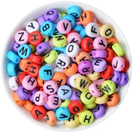 6mm-7mm Mixed Color Alphabet/Letters Flat Round Beads for Jewelry Making 200pcs Y200730