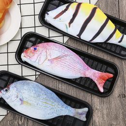 Nice pencil bag creative simulation fish student pencil case office stationery knitting cloth pen bag gift 4 style LLD12797