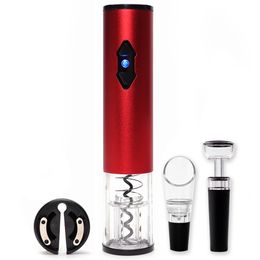 4 In 1 Automatic Electric Wine Bottle Opener Corkscrew Opener with Foil Cutter / Wine Pourer / Wine Stopper 210326