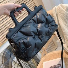 Designer- Fashion Space Cotton Tote Women's Handbag Large Capacity Down Women Shoulder Bag Fluffy Leather Crossbody Bags for Women