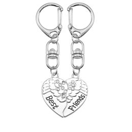 Keychains DIY Keychain For Women Girl Crystal Wing Heart Shaped Puzzle Pendant Accessories Charm Couple Jewellery Gift Drop