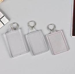 Party Favor Acrylic Plastic Blank Keyrings Insert Passport Photo Frame Keychain Picture-Frame Keyring Gift SN4448