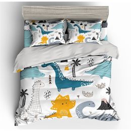 ZEIMON Cartoon Dinosaur Bedding Set Microfiber 3D Duvet Cover Alpaca Printed Horse Bed Set Home Textile Queen Size Bedclothes LJ201127