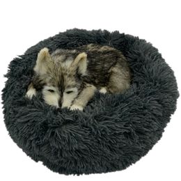 Long Plush Super Soft Kennel Round Dog House Cat For Dogs Bed Chihuahua Big Large Mat Bench Pet Supplies LJ200918