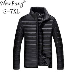 NewBang Plus 5XL 6XL 7XL Duck Down Jacket Men's Feather Ultralight Down Jacket For Men Park Outwear With Carry Bag Overcoat 201114