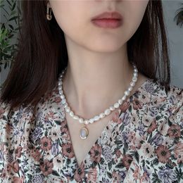 RUIYI French Style Real 925 Sterling Silver White Opal Charm Pearl Chain Necklace Women High-end Luxury Wedding Jewellery Choker Q0531