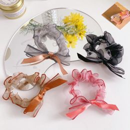 Hair Clips & Barrettes 2022 Trend Korea Cute Multi-Layer Lace Bow Transparent Portable Rope Girl Female Accessories Party