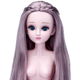females dolls UK - 1 3 60cm BJD Dolls 21 Movable Joints Body with 3D Eyes Fashion DIY Hair Female Naked Nude Body Dolls Toy For Girls Gift LJ201031
