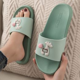 Women Indoor Summer Slippers Cute Animal Fretwork Soft Flexible Bathroom Non Slip Shower Slides Home Ladies Shoes Men Unisex