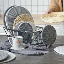 Natural Straw Placemats Coasters Dining Table Mats Woven Cup Rattan Drink Coaster Heat Insulation pads Kitchen Accessories