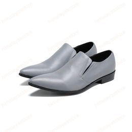 Fashion Solid Formal Men Dress Shoes Genuine Leather Business Shoes Pointed Toe Party Leather Shoes Plus Size