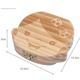 English Tooth Box For Baby Save Milk Teeth Boys Girls Image Wood Storage Boxes Creative Gift For Kids Travel Kit EEF4317