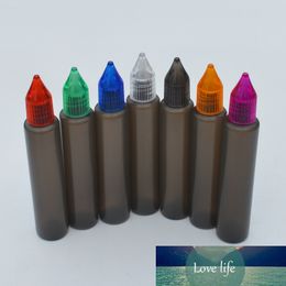 5pcs/lot Empty 30ml Black Pen Style Bottles with Colorful Caps and Long Tips Plastic Dropper E Liquid Bottles