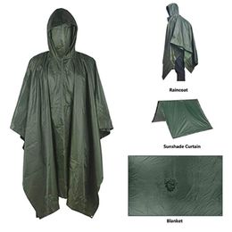 Multifunctional Raincoat Military Waterproof Rain Coat Survival Poncho Outdoor Camping Tent Mat for Hunting Hiking 220217