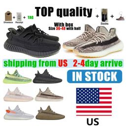 Shipping From US 2021 Kanye West Mens Womens Running Shoes Cinder Zebra Tail Light Reflective Women Sport Sneakers Size 36-48 With Half And