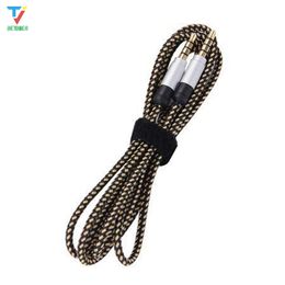 1.5m Nylon Jack Audio Cable 3.5 mm to 3.5mm Aux Cable Male to Male Kabel Gold Plug Car Cord for iphone 7 Samsung for speaker 100pcs