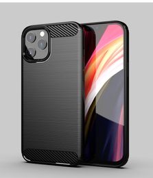 Carbon Fibre Brushed Protector solf TPU Phone Case Cover for iphone 12 mini 11 pro max Samsung S20 PLUS NOTE20 Ultra A42 A51 A71 5G