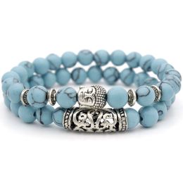 Turquoise Lava stone Essential Oil Diffuser women bracelets Yoga Natural stone Buddha Bracelet fashion Jewellery