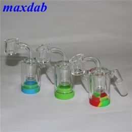 high quality hookah glass Bubbler ash catcher with 5ML silicone containers 14 mm joints quartz banger nail ashcatcher bong water pipe