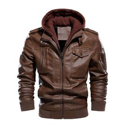 New men's autumn leisure pu motorcycle jacket Plus velvet leather coat clothing Euro Size C1120