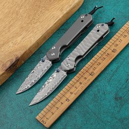 Damascus steel folding knife titanium alloy handle outdoor tool EDC hunting pocket survival tool