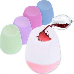 2022 new Hot silicone wine glass colored stemless silicone cup unbreakable soft egg shape red wine glasses 400ml drinkware