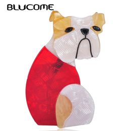 Pins, Brooches Blucome Latest Fashion Pug Dog Shape Brooch Animal Pattern Colourful Acrylic Jewellery For Women Kids Corsage Pins Bag Accessori