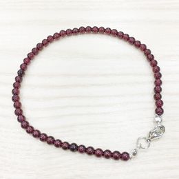 MG0151 Wholesale Ntural A Grade Garnet Anklet Handamde Women`s Yoga Mala Beads Anklet 4 mm Mini Gemstone Jewellery