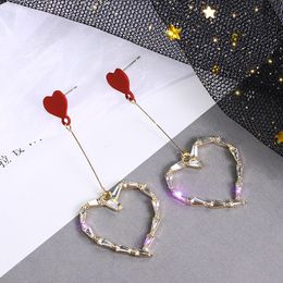 pearl earrings Jewelry Wholesale Simple Fashion Hearts Cutout Stud Earrings Little Red Heart Student Girl Temperament Earrings