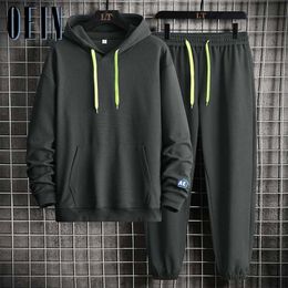 OEIN Casual Tracksuit Men Hooded Sweatshirt Outfit Autumn Mens Sets Sportswear Male Hoodie+Pants 2PCS Jogging Sports Suits 211220