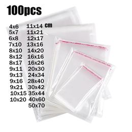 wholesale 100pcs lot Resealable Plastic Self Adhesive Sealing OPP Cellophane Bags Transparent Packaging Pouch for Jewelry Candies Cookies Clothes