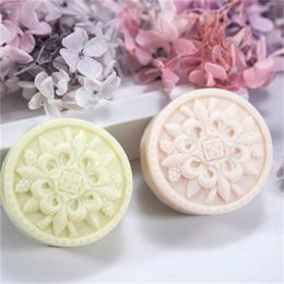 PRZY Silicone Soap Mould Pattern Mould Handmade DIY Aroma Mould Soap Making Moulds Resin Clay Moulds Round Moon Cake Flower HC0162 T200703