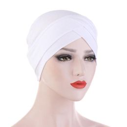 Hot sale stretch cloth mercerized cotton forehead cross hat can hide and send Muslim bottom hat