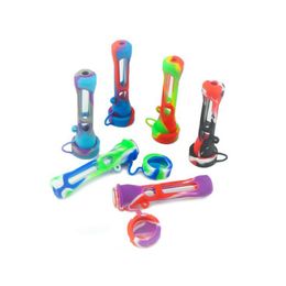 Newest Colourful Portable Silicone Pyrex Thick Glass Innovative Design Dry Herb Tobacco Smoking Philtre Tube Mouthpiece Handle Tips Holder DHL