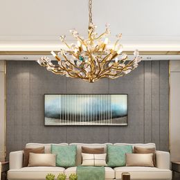 Explosive Light Luxury Crystal Chandelier Living Room Nordic Villa Dining Pendant Lights Bedroom Aluminium French Luxury Branch Lamps