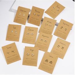 European and United States Fashion constellation sign Stud Earring Gold 12 zodiac Earrings with Gift card GD1045