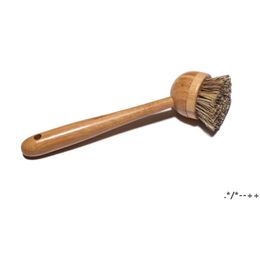 Dish brush With thick handle Palm sisal dish-brush screw removable head pot-brush kitchen cleaning brushes RRE13141