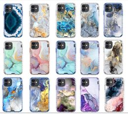 SE2020 Luxury Marble phone cover 3 in 1 Phone Case Defener Cellphone Protactive Case Cover For iphone 12 mini / i12 pro/ i12Pro