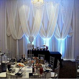 10ft X 20ft Luxury Pure White Wedding Backdrop Stage Curtain With Fabric Draps For Baby shower Party Stage Decorations