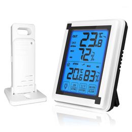 Touch screen Weather Station + Outdoor Forecast Sensor Backlight Thermometer Hygrometer Wireless weather station1