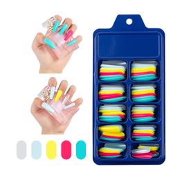 NAF009 Train/Sea Shipment 100pcs Hot Sale Long Coffin Press on Nails Candy Color Full Cover Acrylic Nail Tips Ballerina Fake Nails