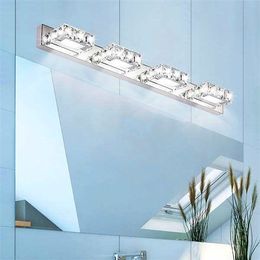 New Design 12W Four Lights Crystal Surface Bathroom Bedroom Lamp Warm White Light Silver Art Decor lighting Modern Waterproof Wall Lamps