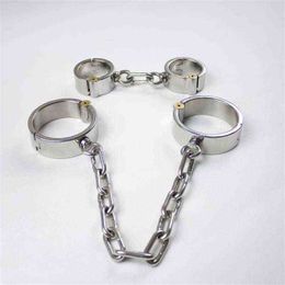 NXY Sex Adult Toy Metal Stainless Steel Leg Irons Hand Foot Bondage Restraints Wrist Ankle Cuffs Shackles Slave Bdsm Handcuffs for Sex1216